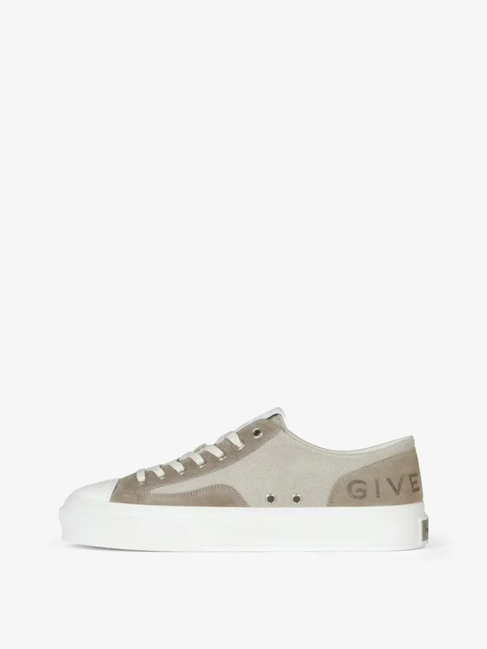 Men Sneakers Givenchy GIVENCHY City Sneakers In Canvas And Suede Medium Grey