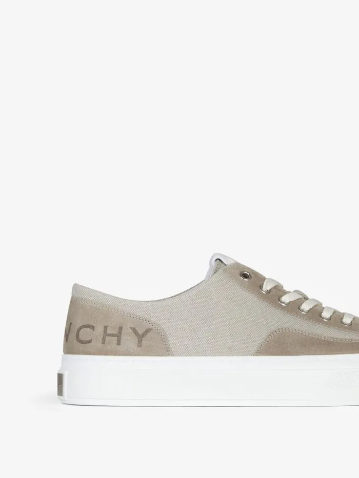 Men Sneakers Givenchy GIVENCHY City Sneakers In Canvas And Suede Medium Grey