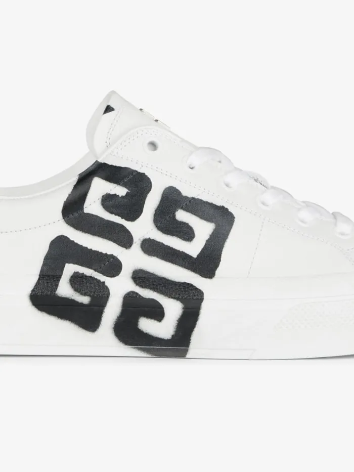 Men Sneakers Givenchy Sneakers City Sport In Leather With Tag Effect 4G Print Whiteblack Men Sneakers Givenchy Sneakers City Sport In Leather With Tag Effect 4G Print Whiteblack