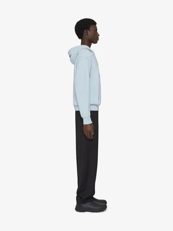 Men Sweatshirts and Hoodies Givenchy Boxy Fit Hoodie In Fleece GIVENCHY Wings Sky Blue