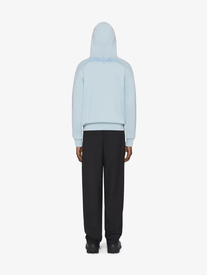 Men Sweatshirts and Hoodies Givenchy Boxy Fit Hoodie In Fleece GIVENCHY Wings Sky Blue