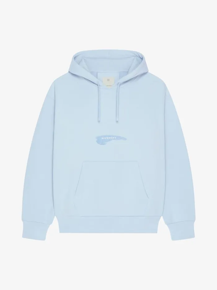 Men Sweatshirts and Hoodies Givenchy Boxy Fit Hoodie In Fleece GIVENCHY Wings Sky Blue