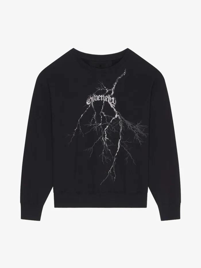 Men Sweatshirts and Hoodies Givenchy Boxy Fit Sweatshirt In Fleece With Reflective Artwork Black Men Sweatshirts and Hoodies Givenchy Boxy Fit Sweatshirt In Fleece With Reflective Artwork Black