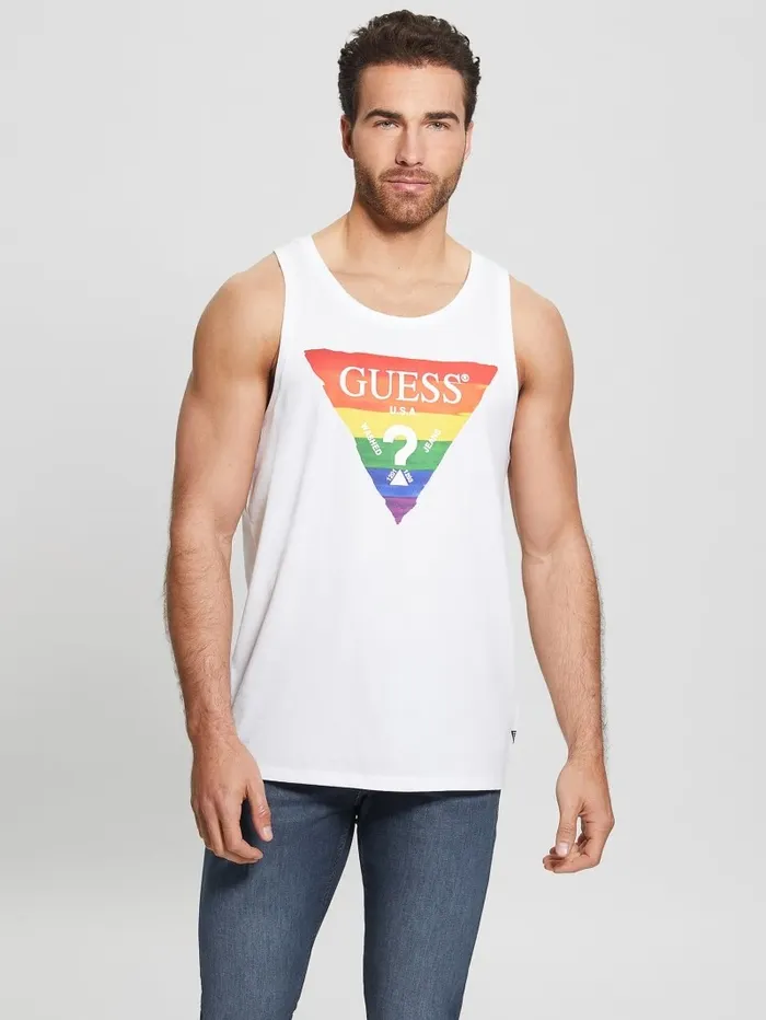 Men TShirts and Tanks GUESS Eco Pride Logo Tank Pure White Men TShirts and Tanks GUESS Eco Pride Logo Tank Pure White