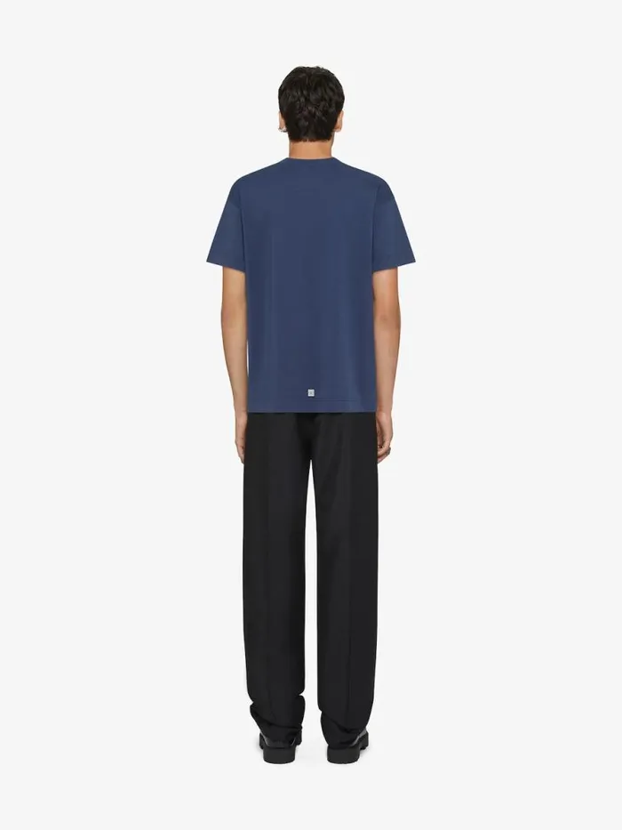 Men TShirts Givenchy 4G Stars Slim Fit Tshirt In Cotton Deep Blue