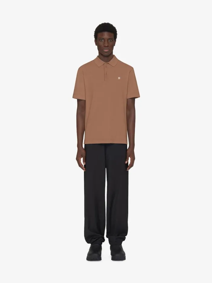 Men TShirts Givenchy Polo In Cotton With 4G Detail Beigewhite