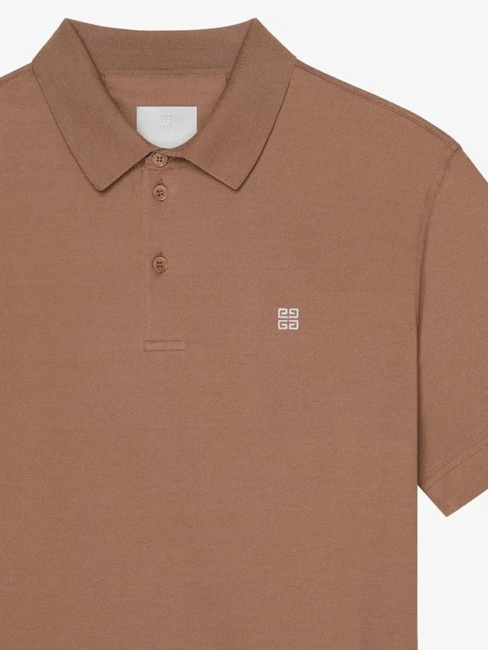Men TShirts Givenchy Polo In Cotton With 4G Detail Beigewhite