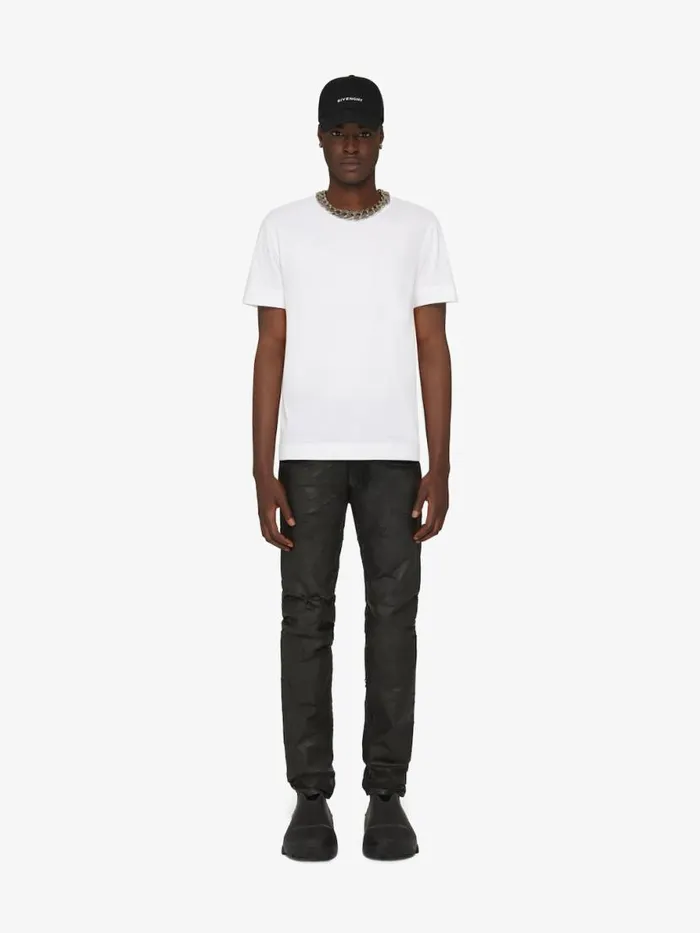 Men TShirts Givenchy Slim Fit Tshirt In Cotton With 4G Embroidery White