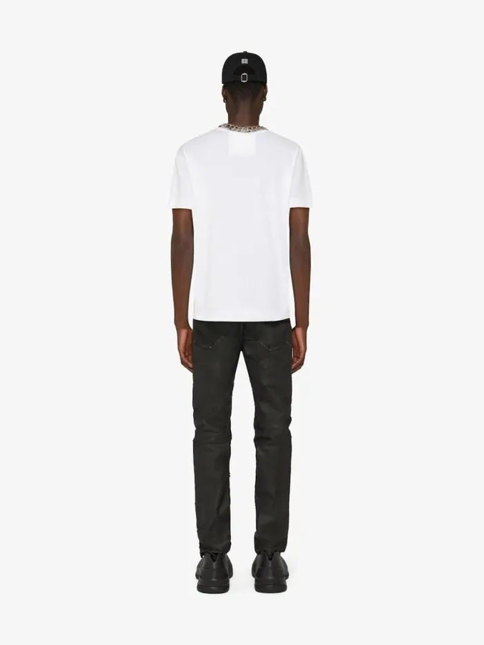 Men TShirts Givenchy Slim Fit Tshirt In Cotton With 4G Embroidery White