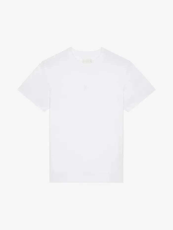 Men TShirts Givenchy Slim Fit Tshirt In Cotton With 4G Embroidery White