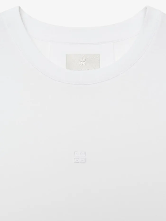 Men TShirts Givenchy Slim Fit Tshirt In Cotton With 4G Embroidery White