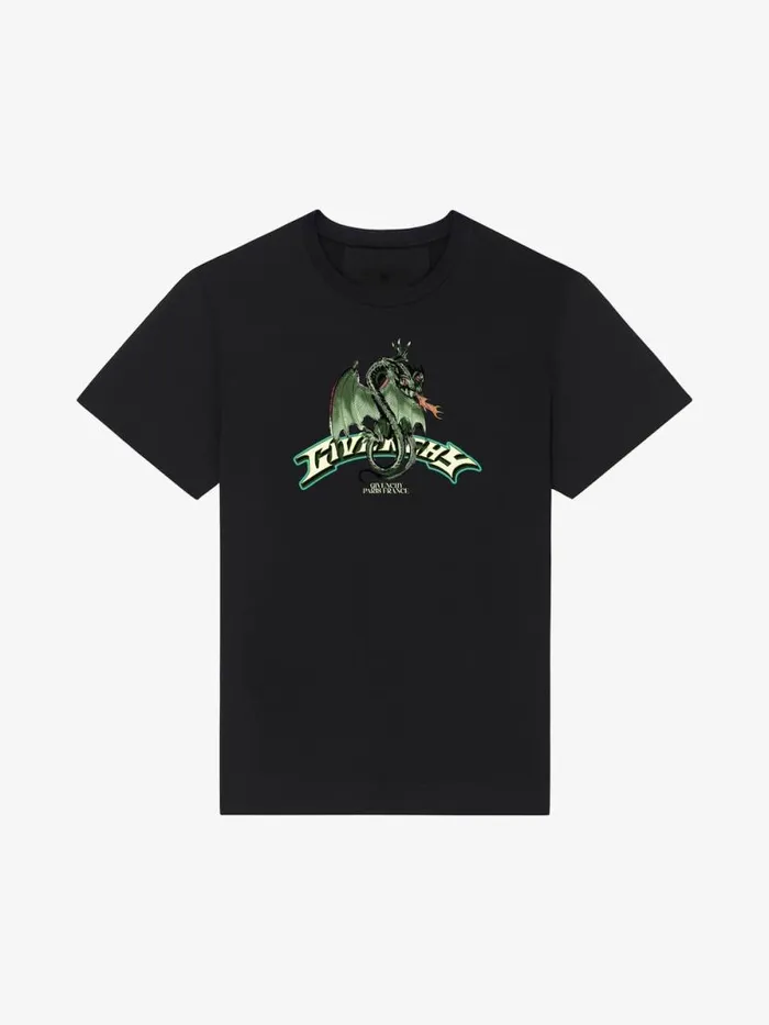 Men TShirts Givenchy Slim Fit Tshirt In Cotton With GIVENCHY Dragon Print Black Men TShirts Givenchy Slim Fit Tshirt In Cotton With GIVENCHY Dragon Print Black