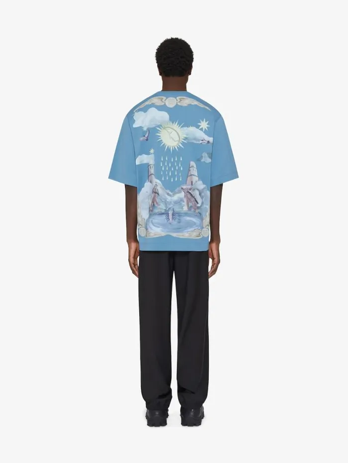 Men TShirts Givenchy Tshirt In Cotton GIVENCHY Sun Stars Steel Blue