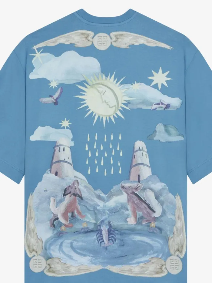 Men TShirts Givenchy Tshirt In Cotton GIVENCHY Sun Stars Steel Blue
