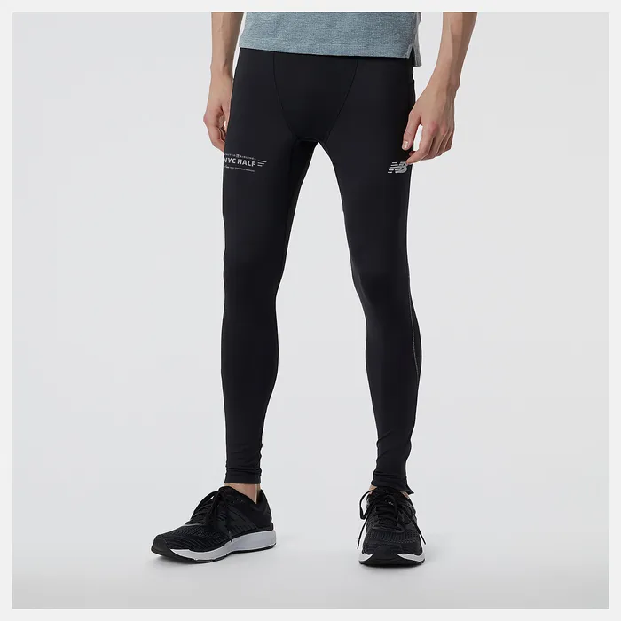 Men United Airlines NYC Half Impact Run Tight BLACK Pants New Balance