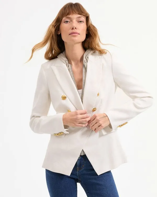 Miller Linen Dickey Jacket Offwhite Women Veronica Beard Jackets and Outerwear