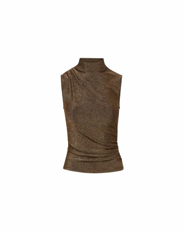 Mylie Sleeveless Top Antique Gold Lurex Women Veronica Beard Tops Mylie Sleeveless Top Antique Gold Lurex Women Veronica Beard Tops