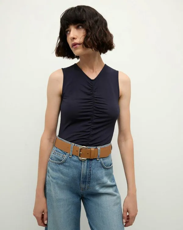 Neeta Sleeveless Top Navy Women Veronica Beard Tops