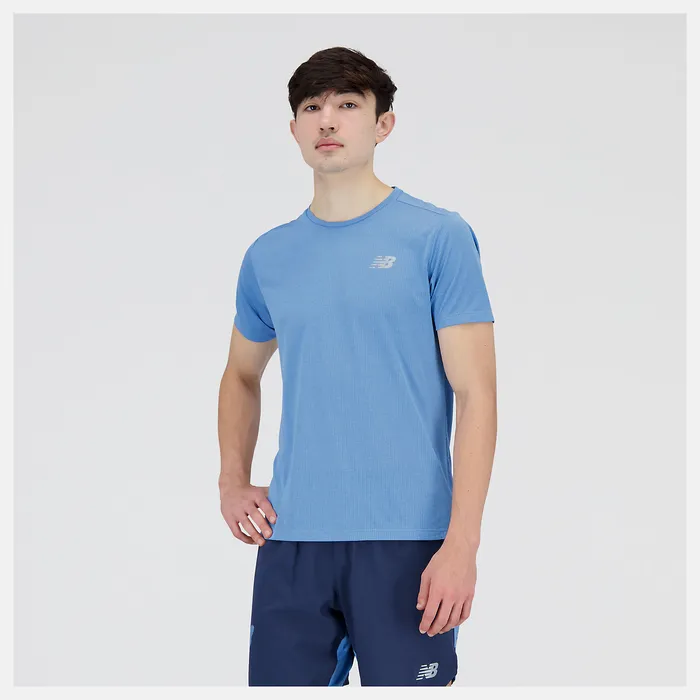 New Balance Impact Run Short Sleeve HERITAGE BLUE HEATHER Men Shirts