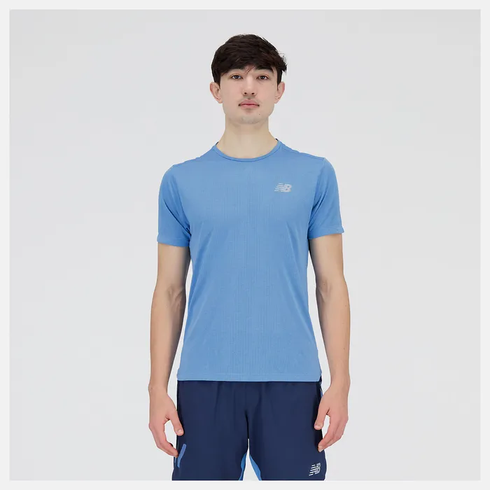 New Balance Impact Run Short Sleeve HERITAGE BLUE HEATHER Men Shirts