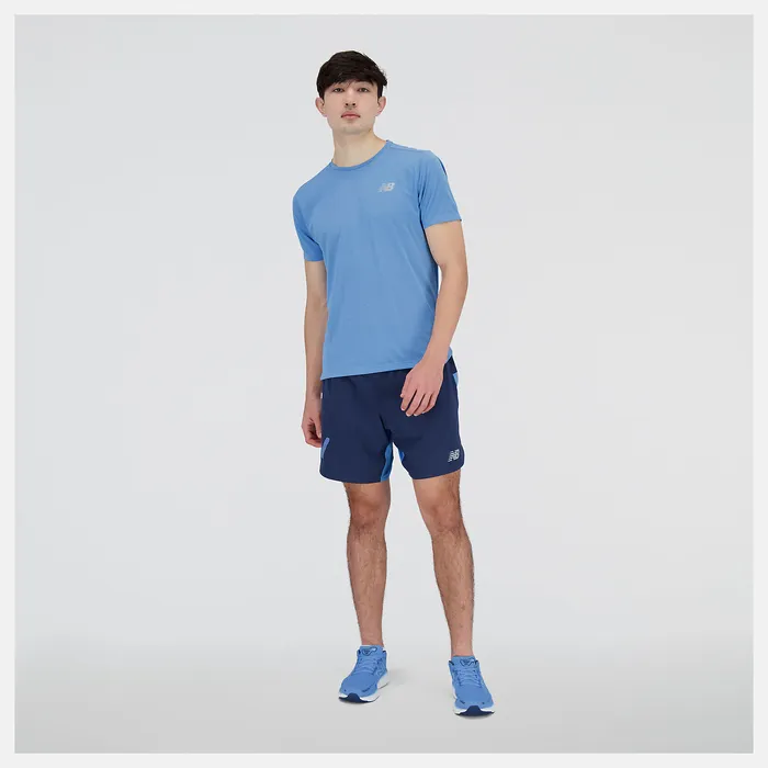 New Balance Impact Run Short Sleeve HERITAGE BLUE HEATHER Men Shirts