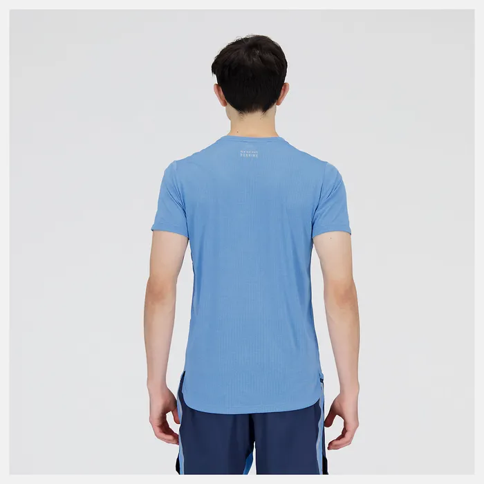 New Balance Impact Run Short Sleeve HERITAGE BLUE HEATHER Men Shirts