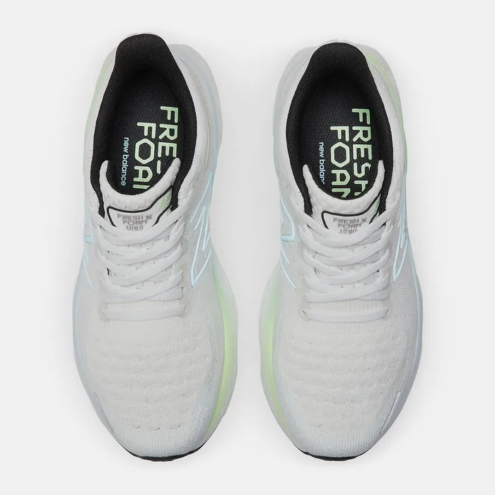 New Balance Running Women Fresh Foam X 1080v12 White with Bleach Blue and Green Aura New Balance Running Women Fresh Foam X 1080v12 White with Bleach Blue and Green Aura