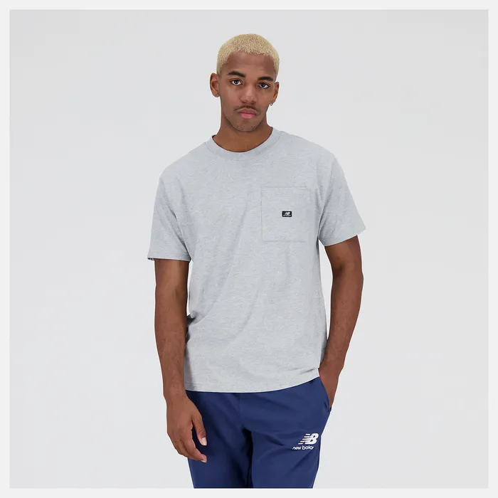 New Balance Shirts Men Essentials Reimagined Cotton Jersey Short Sleeve Tshirt ATHLETIC GREY