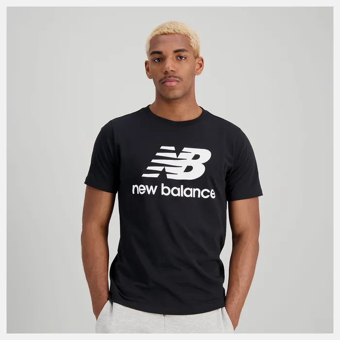New Balance Shirts Men NB Essentials Stacked Logo Tee BLACK