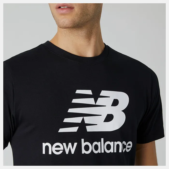 New Balance Shirts Men NB Essentials Stacked Logo Tee BLACK