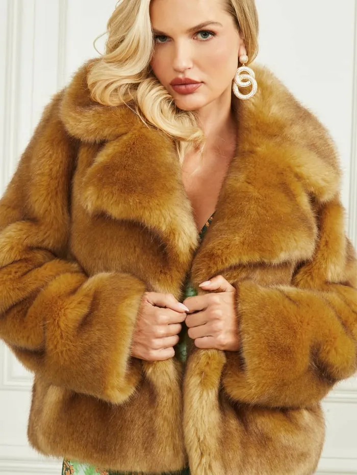 New Gwenda FauxFur Jacket Camel Jackets and Coats GUESS Women