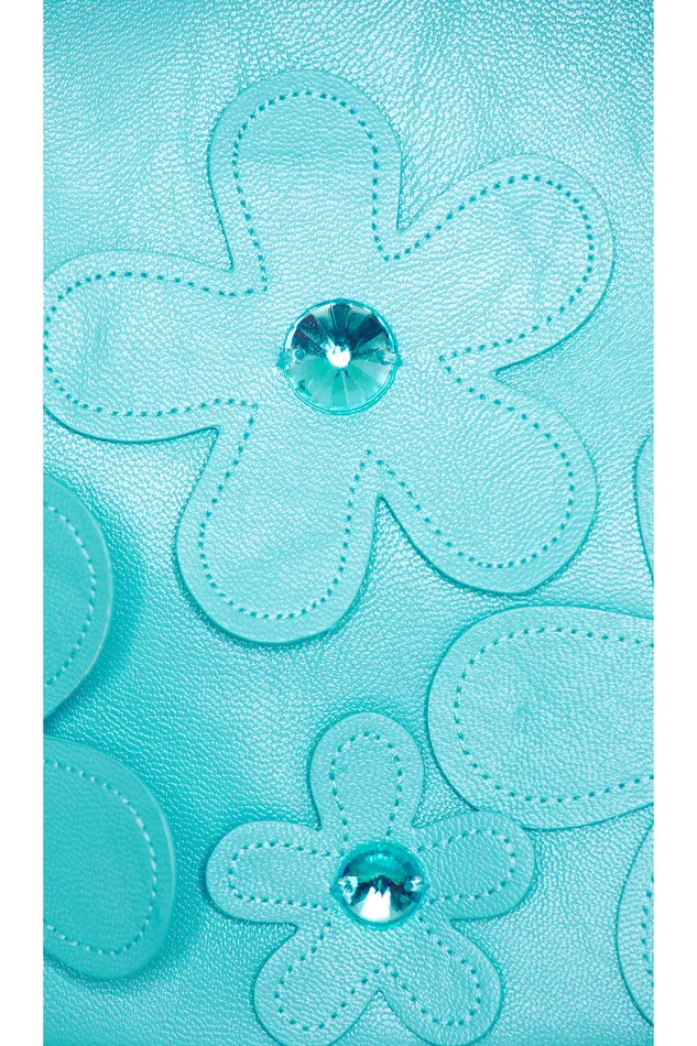 Nova Faux Leather Crop Top Aqua Blue Women Lovers and Friends Tops