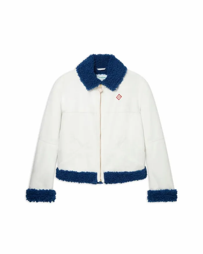 Outerwear Men Casablanca Paris White and Blue Aviator Jacket