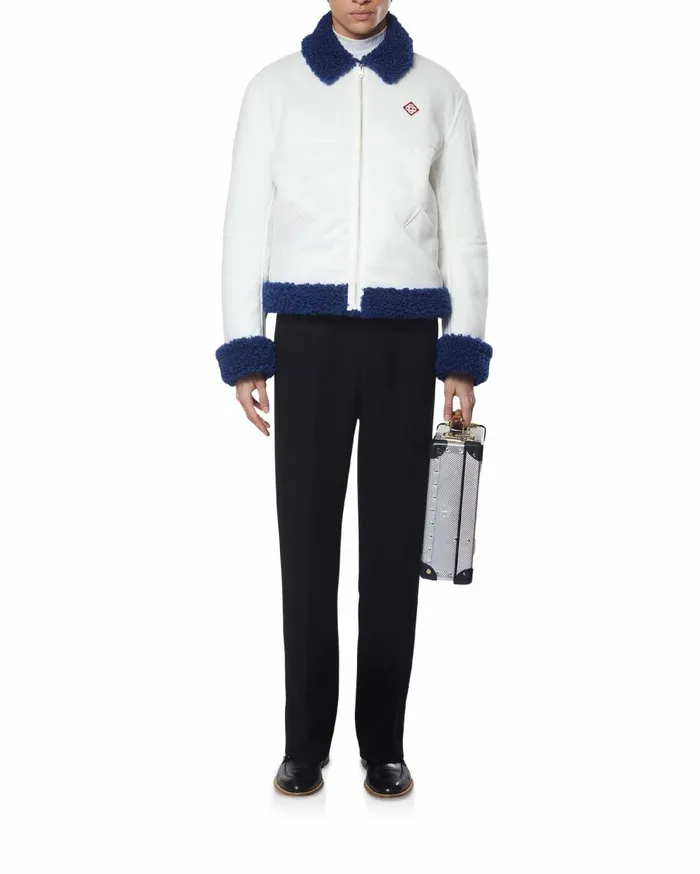 Outerwear Men Casablanca Paris White and Blue Aviator Jacket