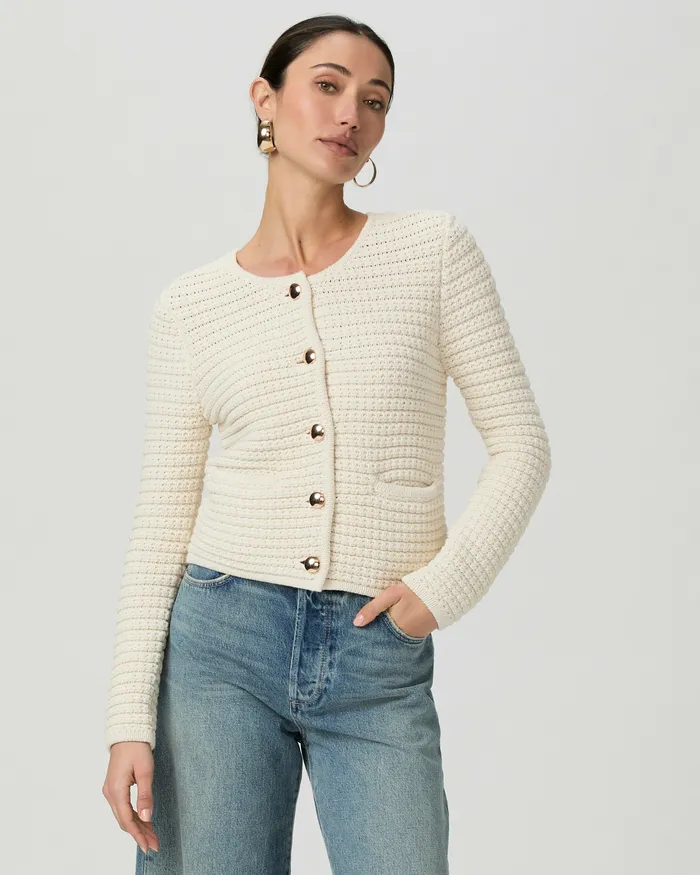 PAIGE Oberon Cardigan 8211 Ivory Women Sweaters and Sweatshirts