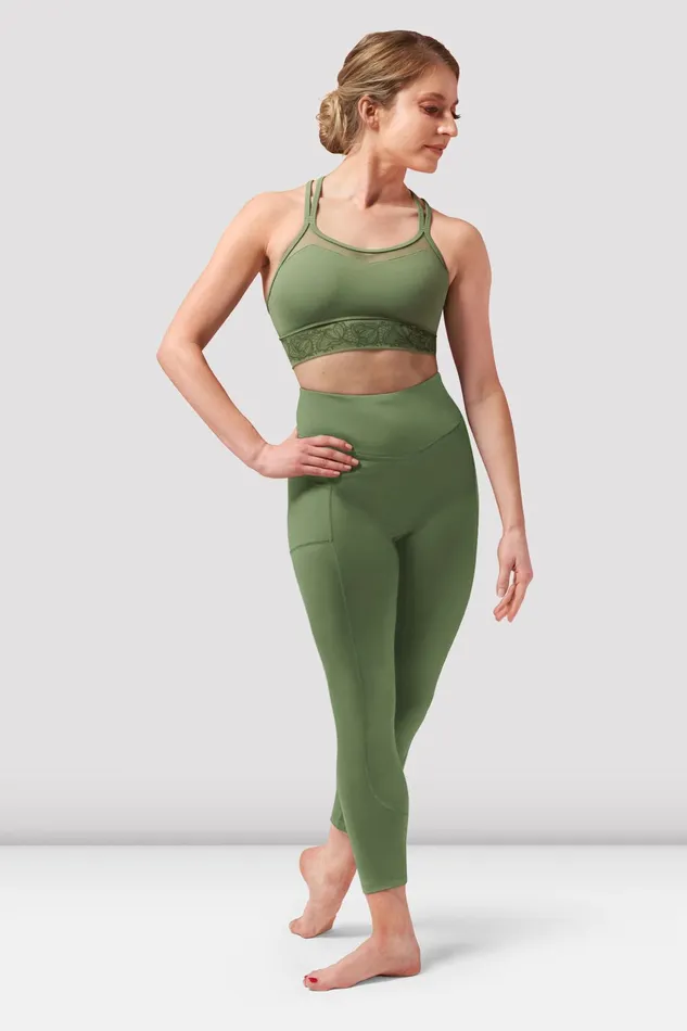 Pants and Leggings Ladies Tasha Panelled Leggings Sage 8211 Bloch Adult