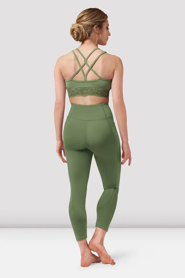 Pants and Leggings Ladies Tasha Panelled Leggings Sage 8211 Bloch Adult