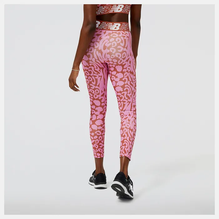 Pants and Leggings Women New Balance Relentless Crossover Printed High Rise 78 Tight RASPBERRY Pants and Leggings Women New Balance Relentless Crossover Printed High Rise 78 Tight RASPBERRY