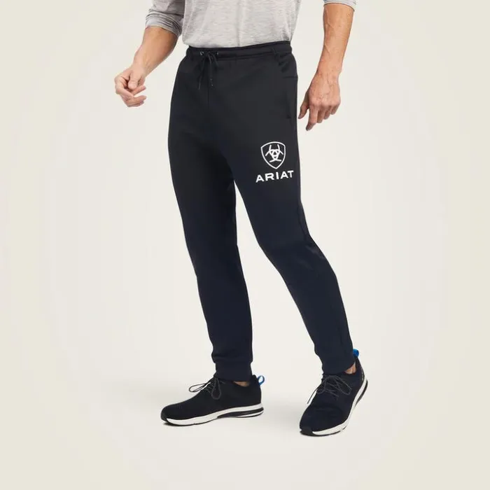 Pants and Shorts Men Ariat Logo Tek Fleece Jogger Sweatpants Black