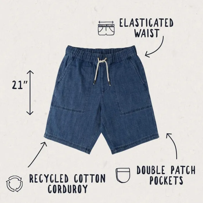 Passenger Bottoms Pine Recycled Cotton Cord Shorts Washed Denim Washed Denim 8211 Men