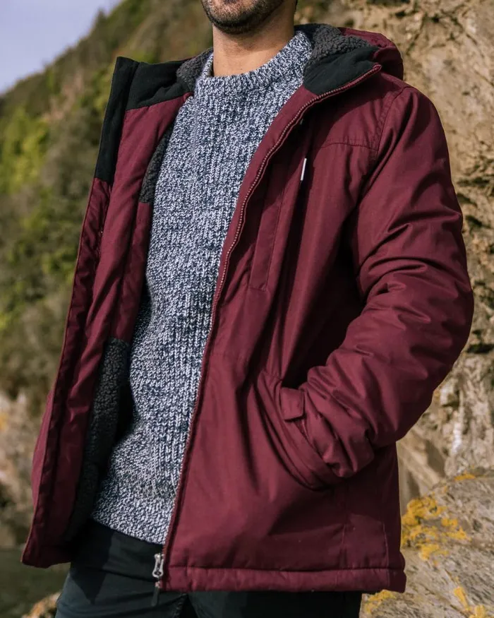 Passenger Jackets Discover Recycled Sherpa Lined Jacket Wine Wine 8211 Men