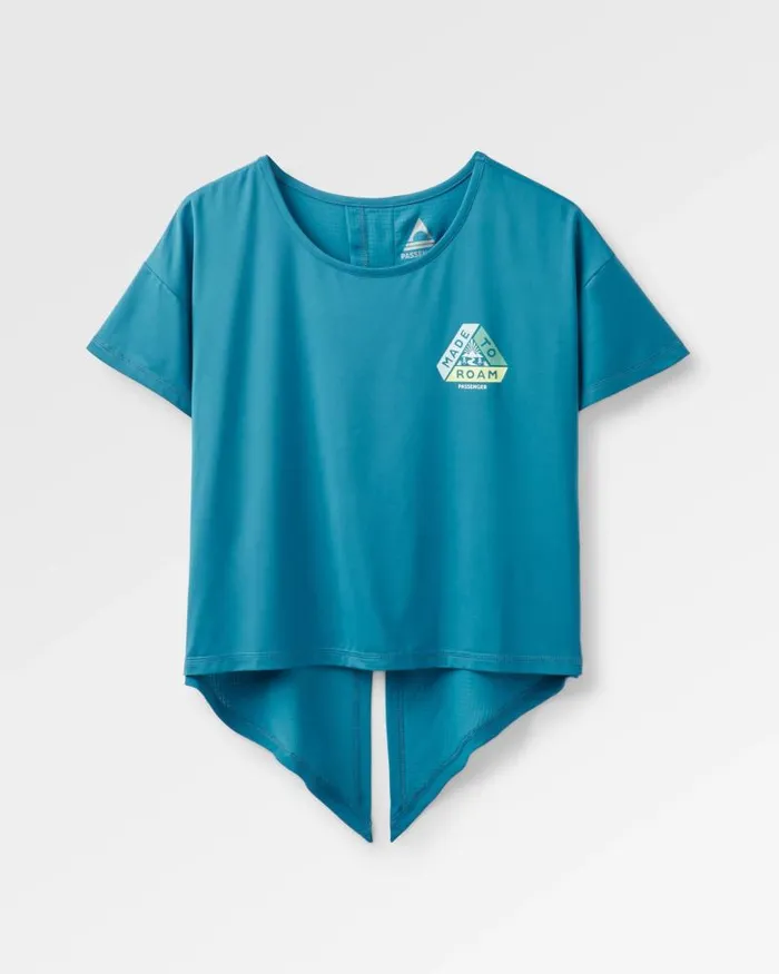 Passenger Tops Chakra Tie Back Active Recycled TShirt Blue Steel Blue Steel 8211 Women Passenger Tops Chakra Tie Back Active Recycled TShirt Blue Steel Blue Steel 8211 Women