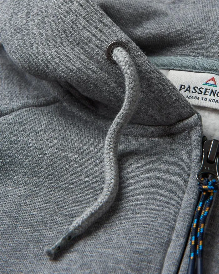 Passenger Tops Heritage Full Zip Recycled Cotton Hoodie Dark Grey Marl Dark Grey Marl 8211 Men
