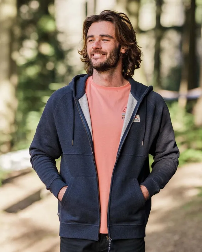 Passenger Tops Heritage Full Zip Recycled Cotton Hoodie Deep Navy Marl Deep Navy Marl 8211 Men