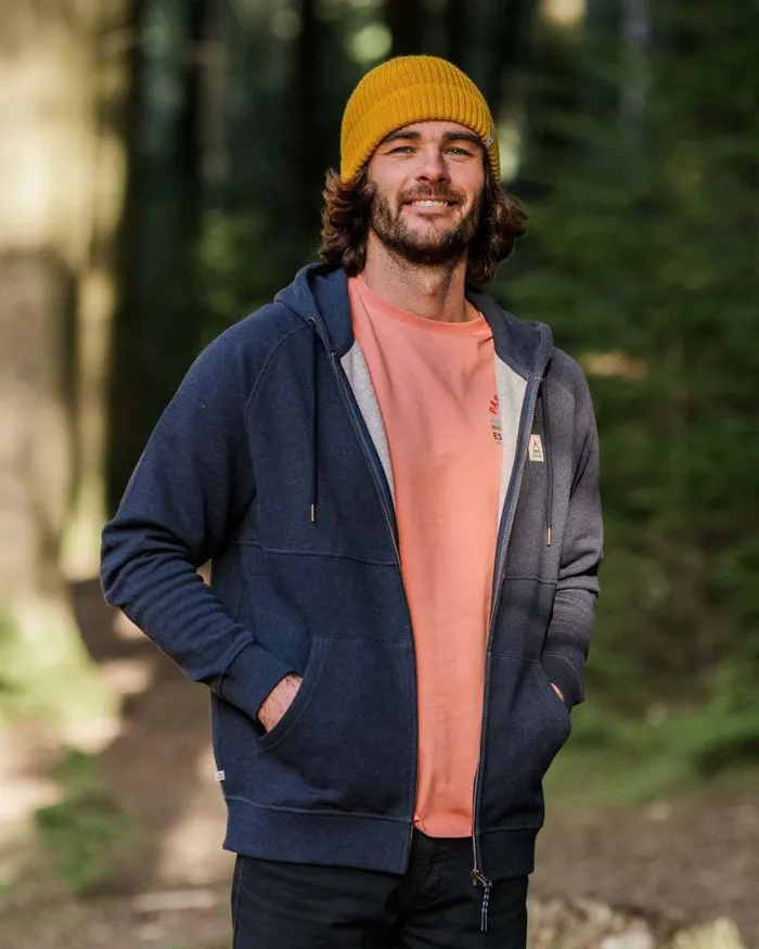 Passenger Tops Heritage Full Zip Recycled Cotton Hoodie Deep Navy Marl Deep Navy Marl 8211 Men