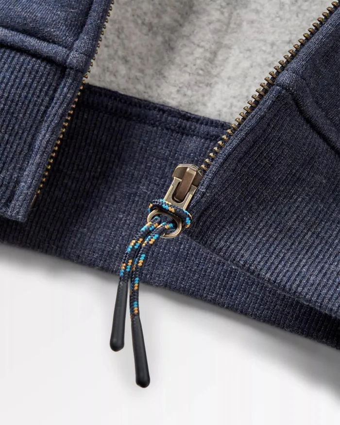 Passenger Tops Heritage Full Zip Recycled Cotton Hoodie Deep Navy Marl Deep Navy Marl 8211 Men