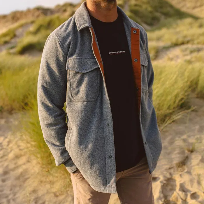 Passenger Tops Maple Polar Fleece Shirt Grey Marl Grey Marl 8211 Men