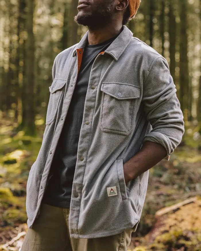 Passenger Tops Maple Polar Fleece Shirt Grey Marl Grey Marl 8211 Men