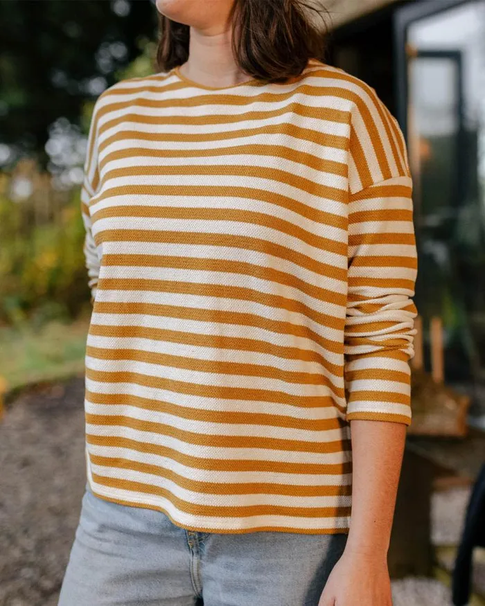 Passenger Tops Panorama Striped LS TShirt Amber Gold Amber Gold 8211 Women