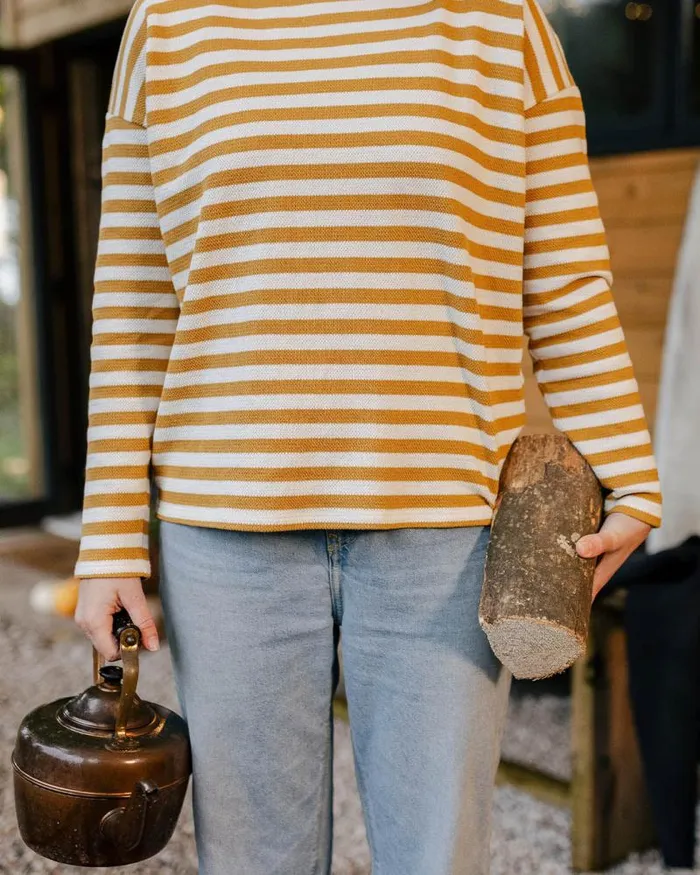 Passenger Tops Panorama Striped LS TShirt Amber Gold Amber Gold 8211 Women